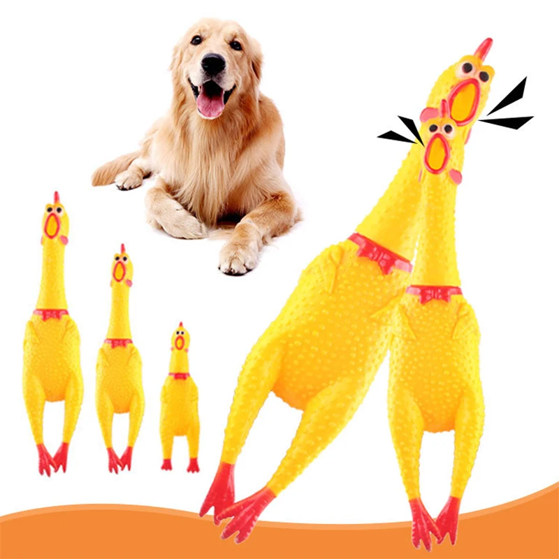 

Fashion Pets Dog Squeak Toys Screaming Chicken Squeeze Sound Toy For Dogs Super Durable Funny Yellow Rubber Chicken Dog Chew Toy