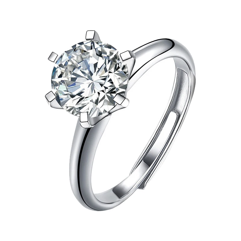 S925 Silver D Color Moissanite Ring Female Classic Six Prong Opening
S925 Silver D Color Moissanite Ring Female Classic Six Prong Opening