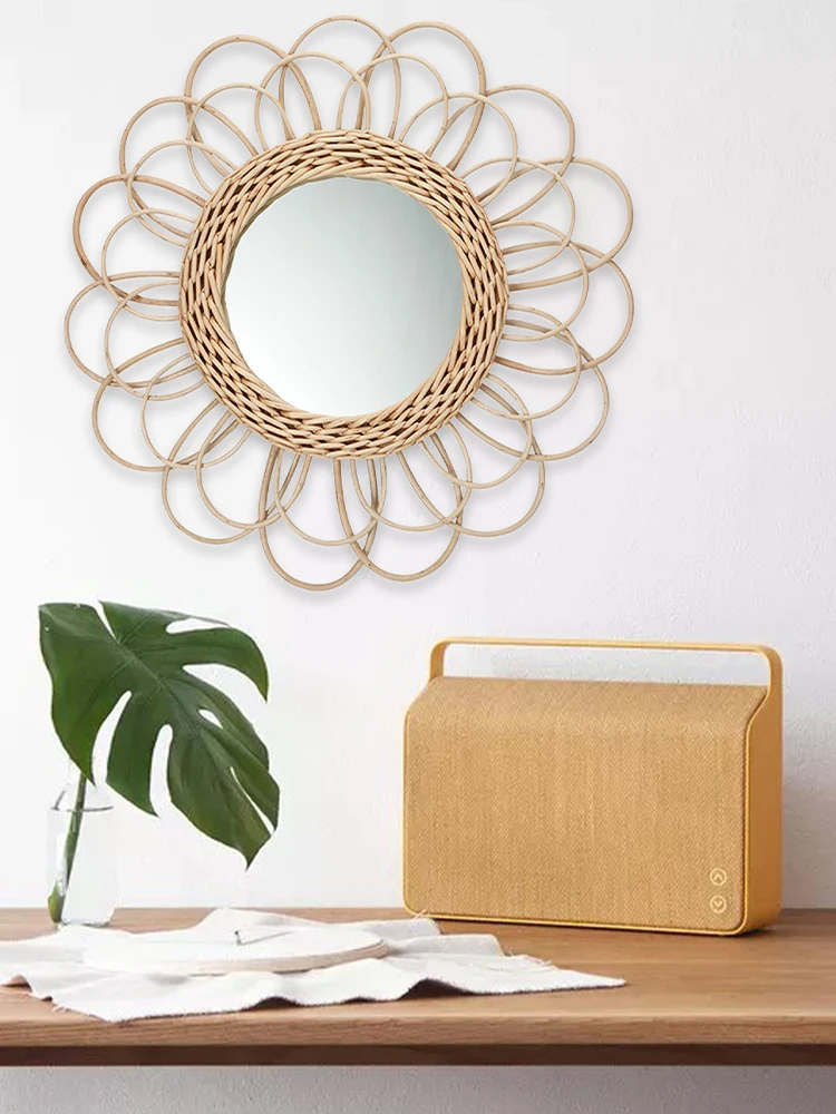 Rattan Dressing Mirror Innovative Art Deco Round Mirror Living Room Wall Hanging Mirror Kitchen Bathroom Mirror 
Rattan Dressing Mirror Innovative Art Deco Round Mirror Living Room Wall Hanging Mirror Kitchen Bathroom Mirror