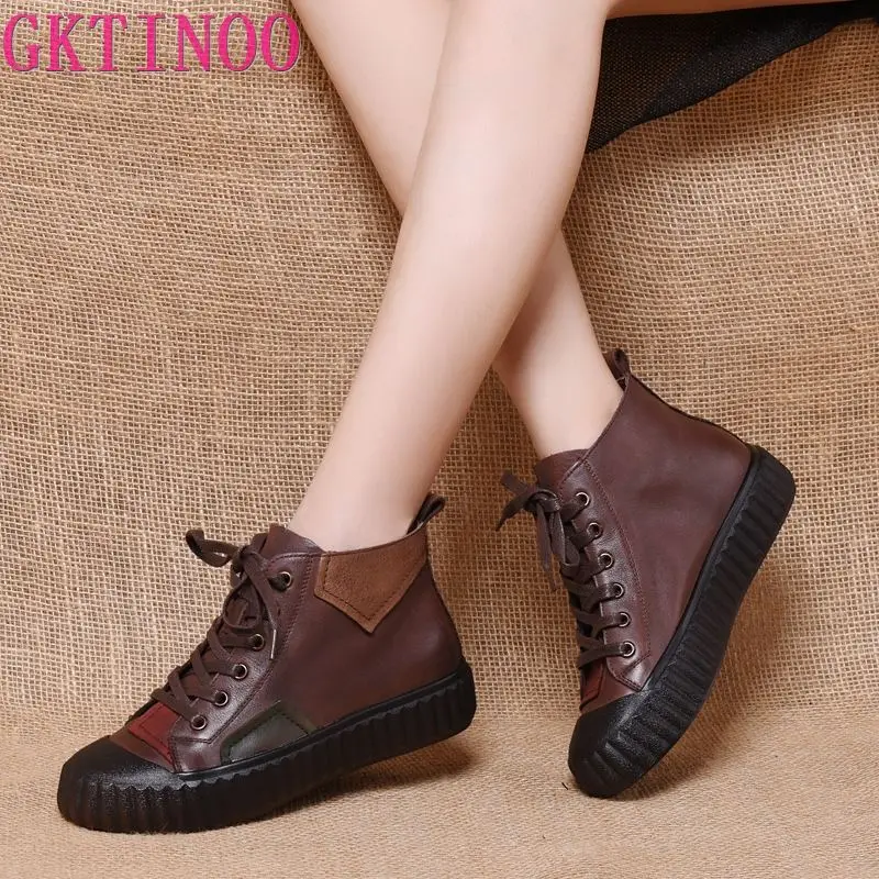GKTINOO Retro Genuine Leather Women Shoes Lace-Up Mixed Colors Shallow Spring/Autumn Handmade Concise Leisure Ladies Shoes
GKTINOO Retro Genuine Leather Women Shoes Lace-Up Mixed Colors Shallow Spring/Autumn Handmade Concise Leisure Ladies Shoes