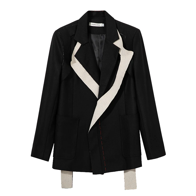 Women Long Sleeve Loose Jacket New Lapel Jacket Black Color Contrast Spring Autumn 2021 za
Women Long Sleeve Loose Jacket New Lapel Jacket Black Color Contrast Spring Autumn 2021 za