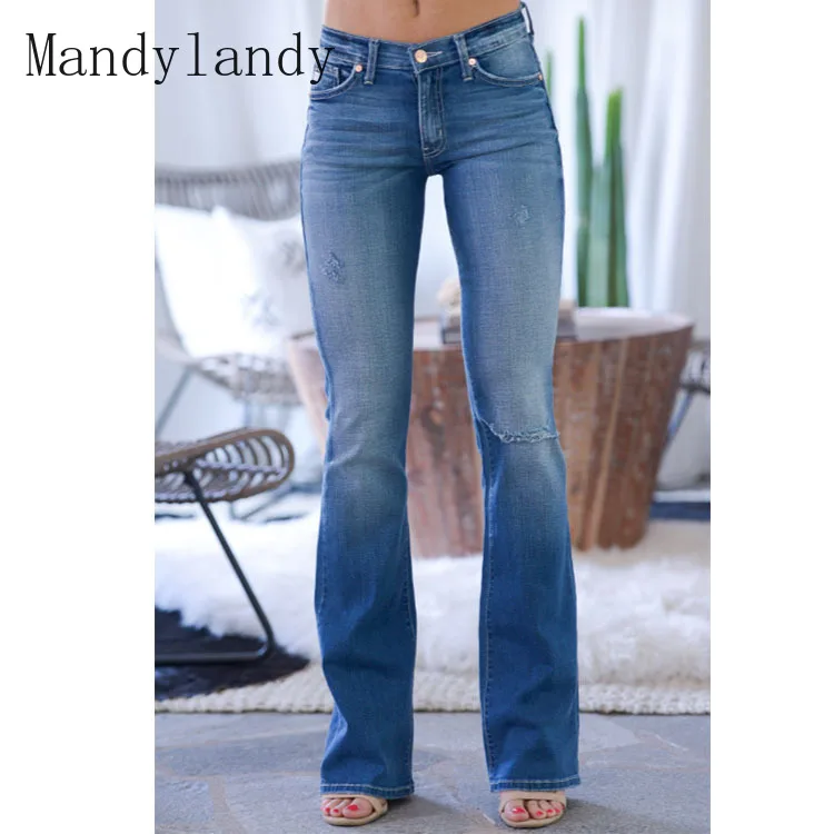Mandylandy Jeans Pants Autumn Mid Waist Solid Color Pocket Stitching Jeans Women's Casual Slim Ripped Button Denim Flare Pants
Mandylandy Jeans Pants Autumn Mid Waist Solid Color Pocket Stitching Jeans Women's Casual Slim Ripped Button Denim Flare Pants