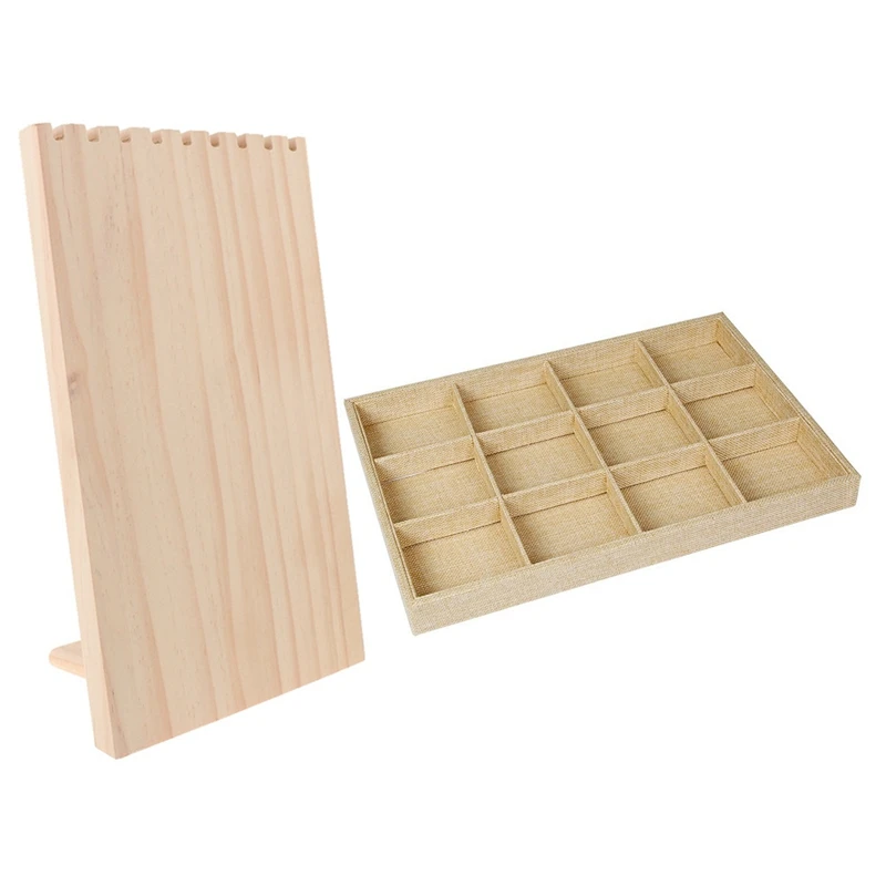 1 Pcs 12 Grid Jewelry Tray Showcase Display Organizer & 1 Pcs 9 Hooks for Necklace Pendant Chain Bracelet Display Stand
1 Pcs 12 Grid Jewelry Tray Showcase Display Organizer & 1 Pcs 9 Hooks for Necklace Pendant Chain Bracelet Display Stand