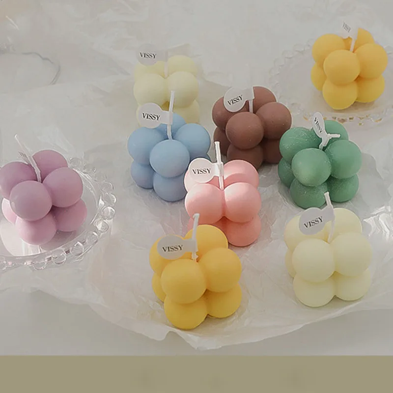 

3.5cm*3.5cm Bubble Cube Candle Cute Soy Wax Aromatherapy Small Candles scented relaxing Birthday Gift 1PC