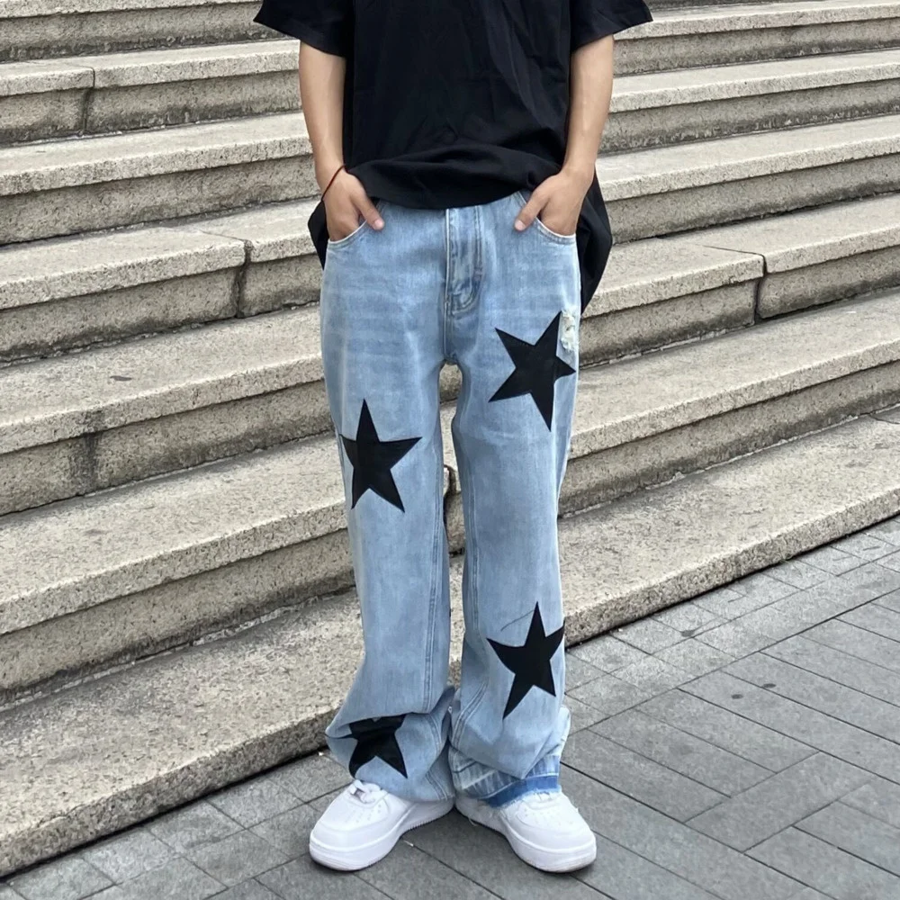 Hip Hop Hole Five Stars Embroidery Washed Retro Male Jeans Pants Harajuku Loose Straight Oversize Casual Denim Trousers Unisex
Hip Hop Hole Five Stars Embroidery Washed Retro Male Jeans Pants Harajuku Loose Straight Oversize Casual Denim Trousers Unisex