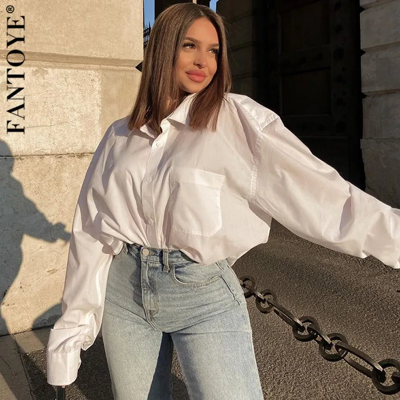 FANTOYE Women White Oversize Blouse Streetwear 2020 Turndown Collar Loose Fashion Tops Pullover Official Lady Shirt Outwear Plus
FANTOYE Women White Oversize Blouse Streetwear 2020 Turndown Collar Loose Fashion Tops Pullover Official Lady Shirt Outwear Plus