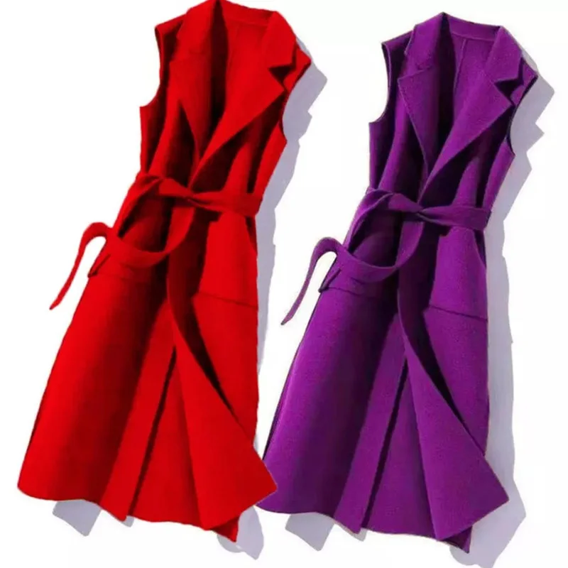 Autumn Winter Wool Long Vest Sleeveless Jacket Coat Women Woolen Waistcoat Female Slim Pockets Clothes With Belt Outwear
Autumn Winter Wool Long Vest Sleeveless Jacket Coat Women Woolen Waistcoat Female Slim Pockets Clothes With Belt Outwear