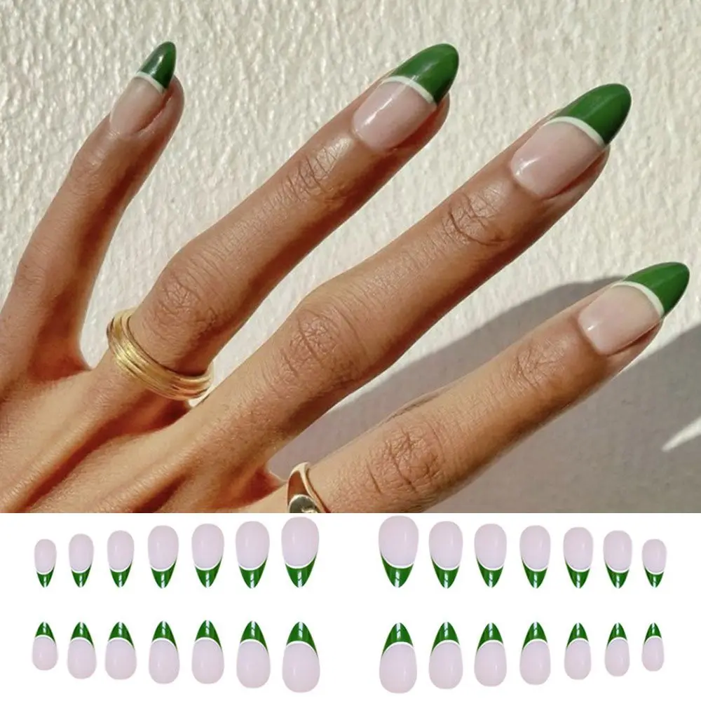 Women Fashion Full Cover Detachable Artificial Fake Nails Nail Tips Wearable Olive Green French Almond False Nails
Women Fashion Full Cover Detachable Artificial Fake Nails Nail Tips Wearable Olive Green French Almond False Nails