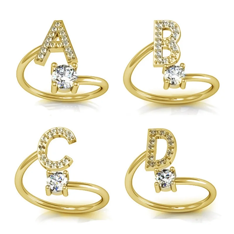 Women's 26 letters diamond adjustable ring Personalized rings for women initial capital silver/gold ring Jewelry Gift Wholesale
Women's 26 letters diamond adjustable ring Personalized rings for women initial capital silver/gold ring Jewelry Gift Wholesale
