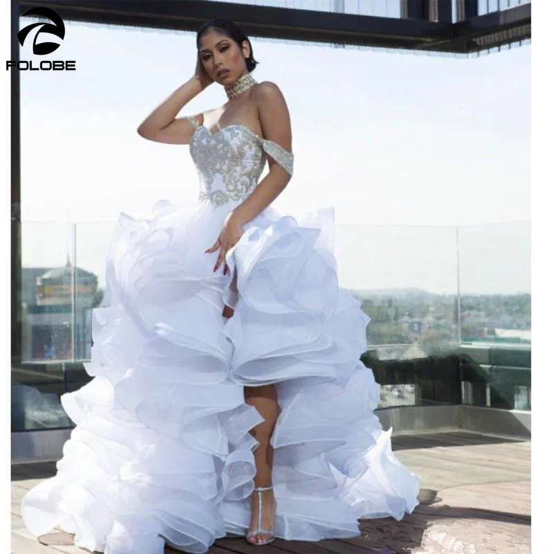 Vintage Split Tiers Ruffle Wedding Dresses Off the Shoulder Appliques Long Organza Bridal Dress vestido de noiva Wedding Gowns
Vintage Split Tiers Ruffle Wedding Dresses Off the Shoulder Appliques Long Organza Bridal Dress vestido de noiva Wedding Gowns