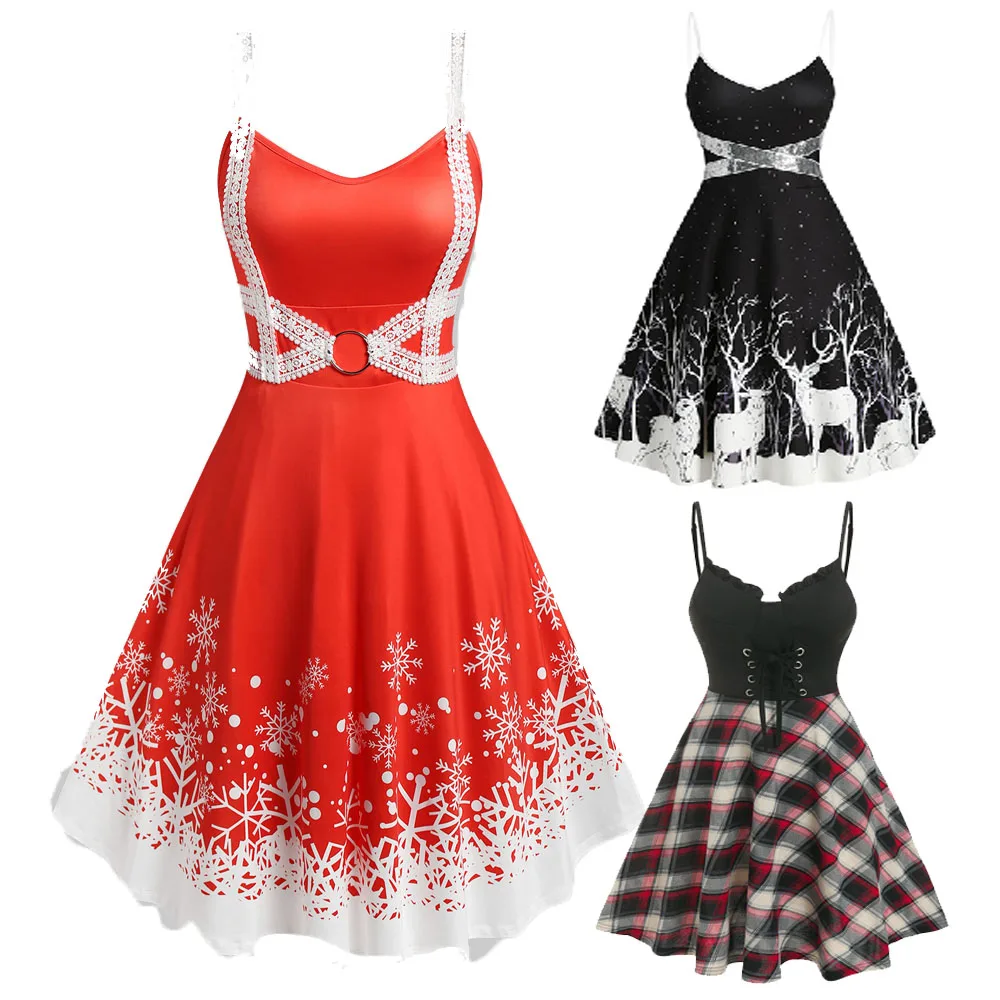Sleeveless Fashion Women Lace-Up Front Plaid SnowflakePrint Cami Mini A Line Sexy Party Dress Plus Size
Sleeveless Fashion Women Lace-Up Front Plaid SnowflakePrint Cami Mini A Line Sexy Party Dress Plus Size