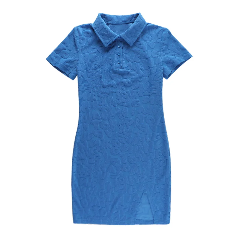 Kywommnz Women Polo-Collar Solid Color Jacquard Split Sexy Dress Female Summer 2021 Slim Short-sleeved Hip Skirt E2664 
Kywommnz Women Polo-Collar Solid Color Jacquard Split Sexy Dress Female Summer 2021 Slim Short-sleeved Hip Skirt E2664