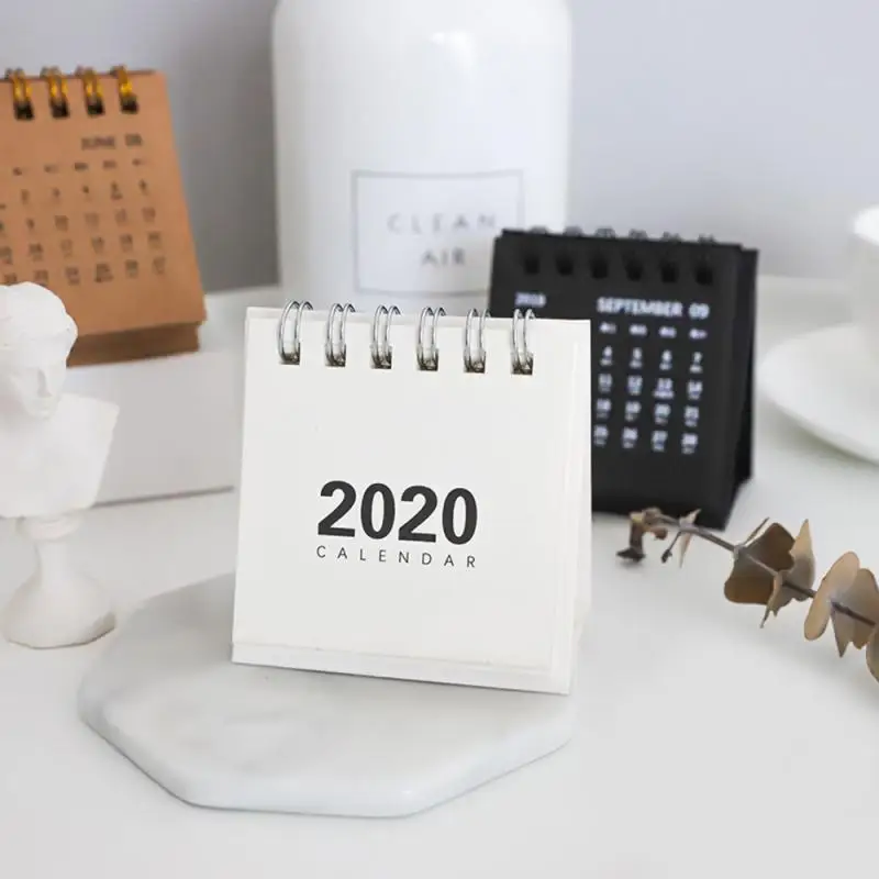 Бумажный мини планировщик 2020 года однотонный ретро календарь из крафт бумаги