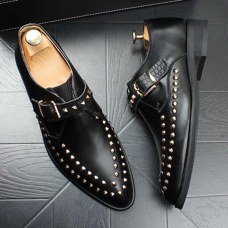 British style mens casual banquet prom wear natural leather rivet shoes buckle spiked shoe black sneakers zapatos de hombre mans
British style mens casual banquet prom wear natural leather rivet shoes buckle spiked shoe black sneakers zapatos de hombre mans