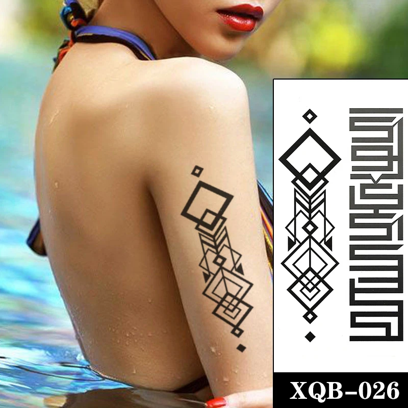 

Temporary Tattoo Stickers Black Individual Symbol Pattern Totem Deign Fake Tatto Waterproof Tatoos Arm Large Size for Women Men