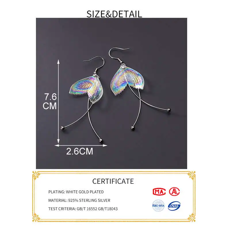 INZATT Real 925 Sterling Silver Colorful Tail Dangle Drop Earrings For Fashion Women Party Bohemian Fine Jewelry Accessories
INZATT Real 925 Sterling Silver Colorful Tail Dangle Drop Earrings For Fashion Women Party Bohemian Fine Jewelry Accessories