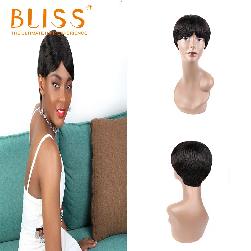 Bliss Short Human Hair Wigs for Black Women Brazilian Human Hair Gluless wig Short Pixie Cut Wig Side Bang Short Wigs Human Hair 
Bliss Short Human Hair Wigs for Black Women Brazilian Human Hair Gluless wig Short Pixie Cut Wig Side Bang Short Wigs Human Hair