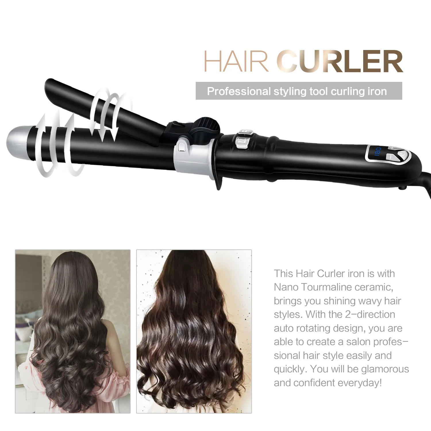 Curling Iron Hair Curler Bar LCD Screen Hair Curling Wand Hair Crimping Iron Styling Curling Wand Ceramic Hair Curlers
Curling Iron Hair Curler Bar LCD Screen Hair Curling Wand Hair Crimping Iron Styling Curling Wand Ceramic Hair Curlers