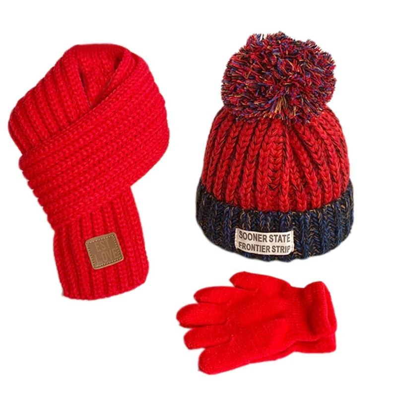 Children Kids Winter 3Pcs Cable Knit Beanie Hat Circle Scarf Set Cute Pompom Contrast Colo Cap Ski Neck Warmer 4-12 Years H9ED 
Children Kids Winter 3Pcs Cable Knit Beanie Hat Circle Scarf Set Cute Pompom Contrast Colo Cap Ski Neck Warmer 4-12 Years H9ED