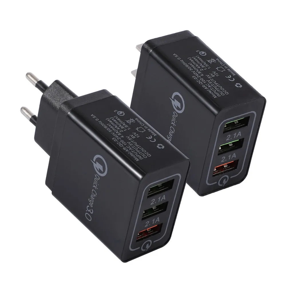 Charger 3 Port Fast Quick Q C 3.0 Usb Hub Wall 2.1a Power Adapter Us/eu Plug Dropshipping | Электроника