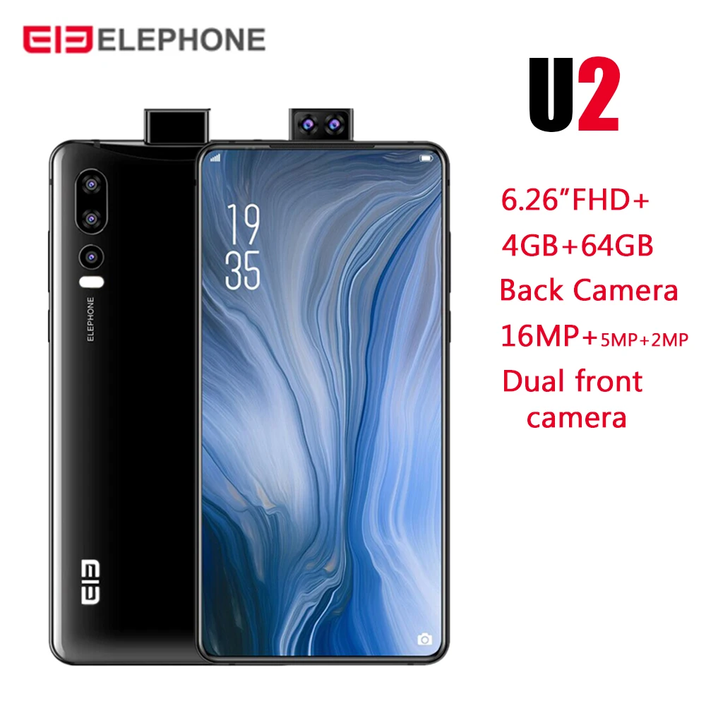 Оригинальный ELEPHONE U2 4G смартфон 6 26 дюймов FHD + Android 9 0 Восьмиядерный 4 Гб ОЗУ 64 ПЗУ 16