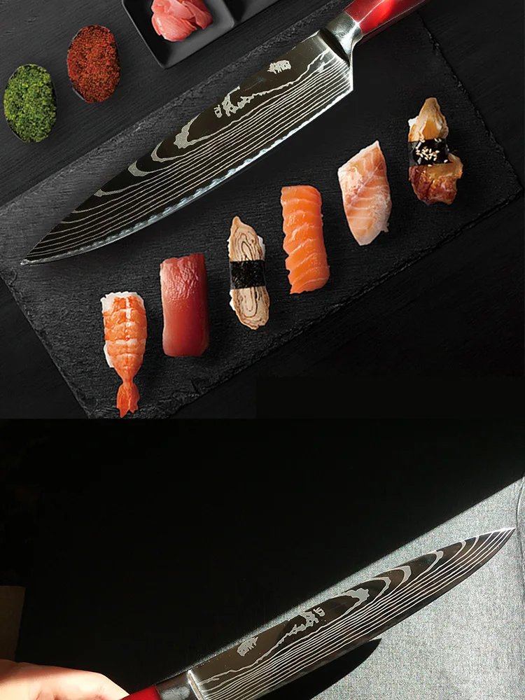Cooking Stainless Steel Knife Set Sushi Kitchen Sashimi Pattern Knife Meat Slicing Vegetable Noze Kuchenne Kitchenware 60AA01
Cooking Stainless Steel Knife Set Sushi Kitchen Sashimi Pattern Knife Meat Slicing Vegetable Noze Kuchenne Kitchenware 60AA01