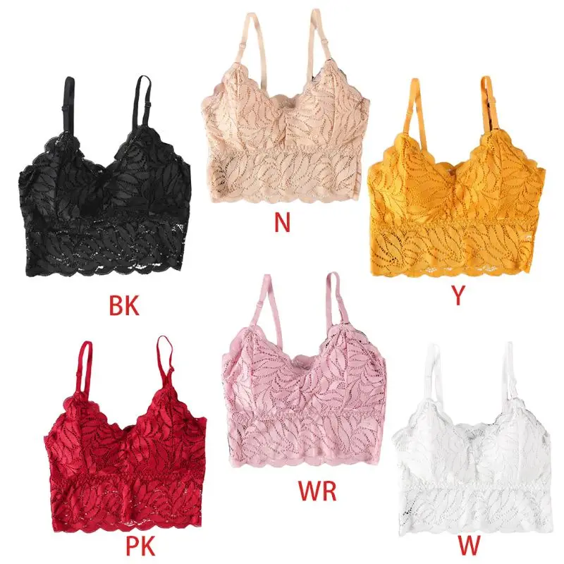 Women Spaghetti Straps Sexy Bralette Sheer Crochet Lace Seamless Underwear Vest Solid Color Padded Wirefree Camis Top
Women Spaghetti Straps Sexy Bralette Sheer Crochet Lace Seamless Underwear Vest Solid Color Padded Wirefree Camis Top
