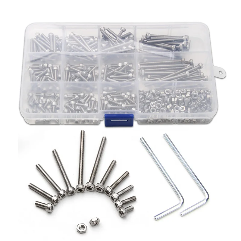 440Pcs M3*3-40 Screw Set Nut Washer Stainless Steel Phillips Machine Hexagon Screw Assorted Kit + 2 Hex Keys
440Pcs M3*3-40 Screw Set Nut Washer Stainless Steel Phillips Machine Hexagon Screw Assorted Kit + 2 Hex Keys