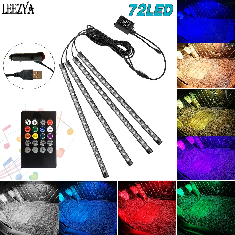 72 LED RGB Car Interior Atmosphere Footwell Strip Light USB Auto Decor Ambient Music Sync Remote Control Neon Multicolor Lamp
72 LED RGB Car Interior Atmosphere Footwell Strip Light USB Auto Decor Ambient Music Sync Remote Control Neon Multicolor Lamp