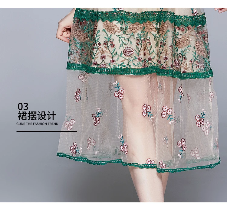 2021 Summer European High-End Embroidery Mesh Female Long Dress Women Fashion Retro Stand Collar See-through Sexy Fairy Dress
2021 Summer European High-End Embroidery Mesh Female Long Dress Women Fashion Retro Stand Collar See-through Sexy Fairy Dress