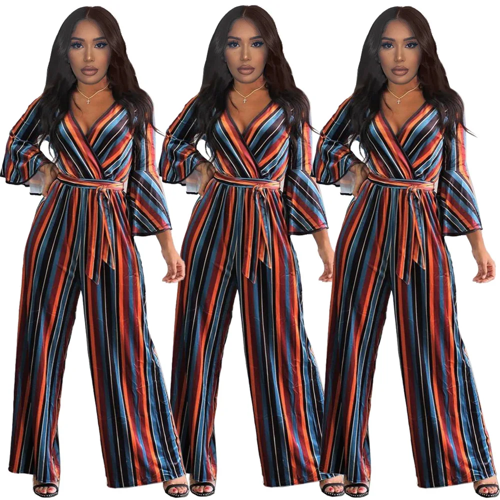Casaul Women Jumpsuit Striped Colorful Bandage Long Wide Pants High Streetwear Long Romper Women Jumpsuit Outfit
Casaul Women Jumpsuit Striped Colorful Bandage Long Wide Pants High Streetwear Long Romper Women Jumpsuit Outfit
