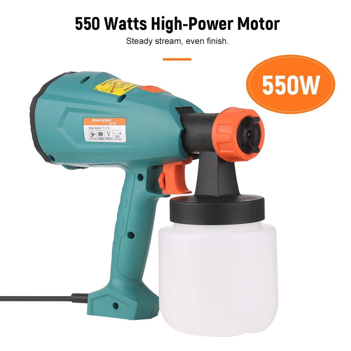 Power Paint Sprayer 550W HVLP Spray Paint Machine with 800ml Container for House Painting DIY Cabinets Decks Furniture Sprayer
Power Paint Sprayer 550W HVLP Spray Paint Machine with 800ml Container for House Painting DIY Cabinets Decks Furniture Sprayer
