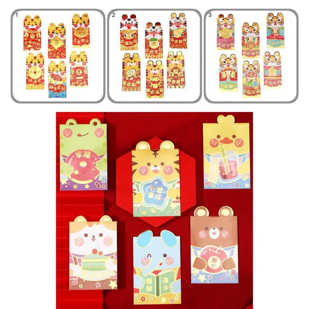 Creative Money Pocket Large Capacity Bright-colored 2022 New Year Tiger Money Pocket Red Lucky Pocket Money Envelope 6Pcs
Creative Money Pocket Large Capacity Bright-colored 2022 New Year Tiger Money Pocket Red Lucky Pocket Money Envelope 6Pcs