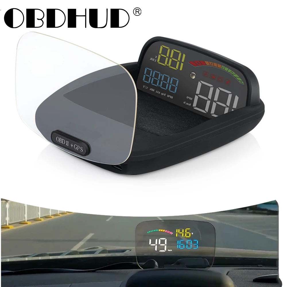 GPS + OBD2 C800 HUD автомобильный головной дисплей система Спидометр лобовое стекло