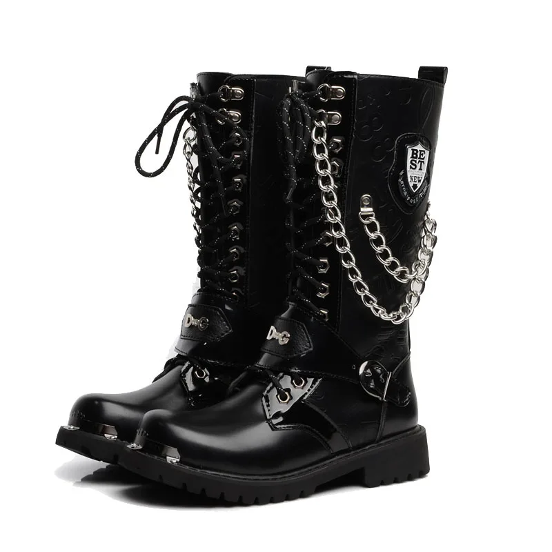 Fashion Men Leather Long Boots Motorcycle Men Knee High Boots Riding Army Combat Boots Military High Top Boots Autumn Winter
Fashion Men Leather Long Boots Motorcycle Men Knee High Boots Riding Army Combat Boots Military High Top Boots Autumn Winter