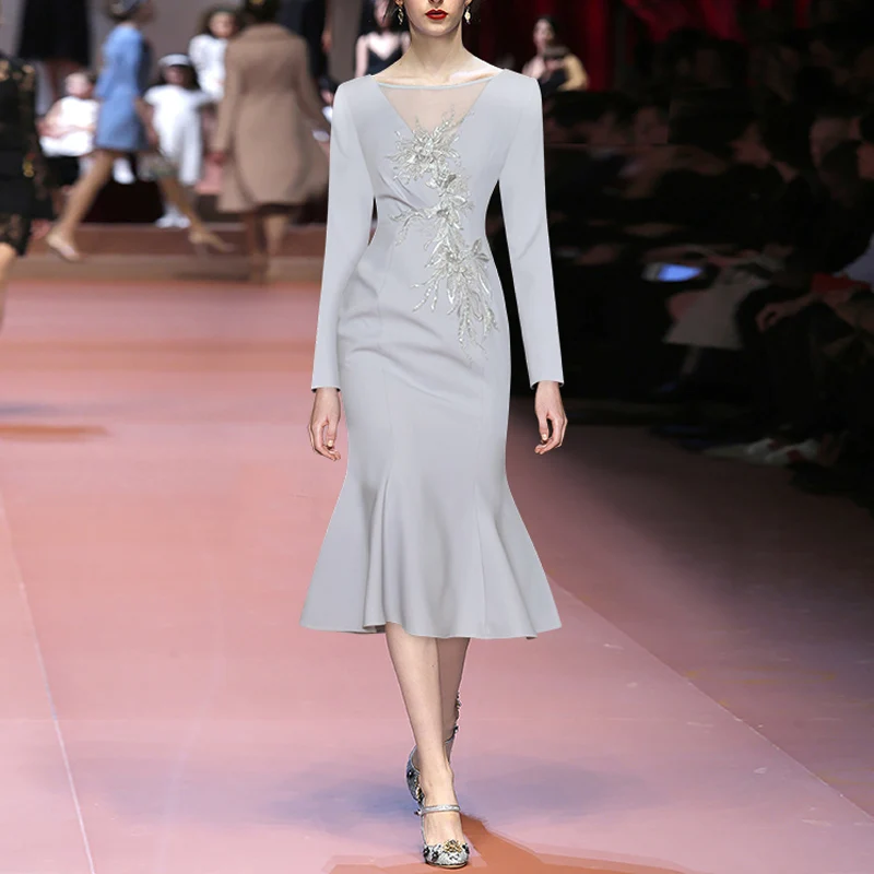 Fashion Runway 2021 Autumn Dress Women Gray Pink Red 3D Flowers Beading Diamonds High Quality Slim Party Dresses
Fashion Runway 2021 Autumn Dress Women Gray Pink Red 3D Flowers Beading Diamonds High Quality Slim Party Dresses