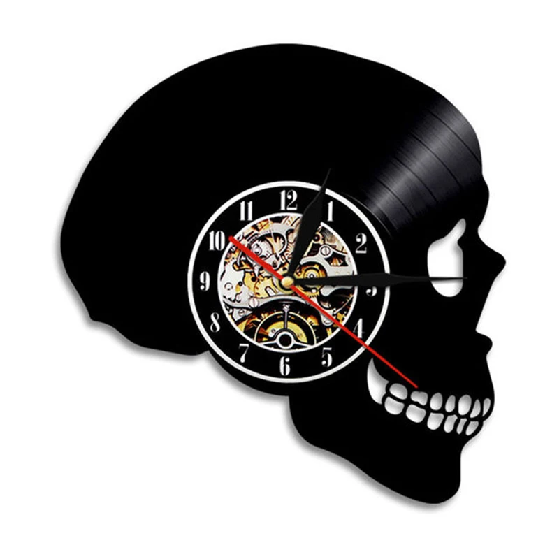 Настенные часы с виниловой пластиной украшение для дома череп в стиле хиппи День