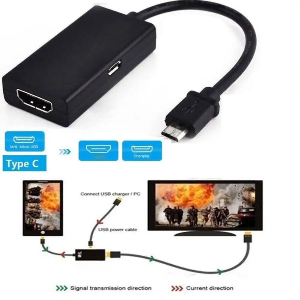 Адаптер Micro USB в HDMI-совместимый для ТВ монитора HUAWEI Xiaomi HD преобразователь HDMI 1080P