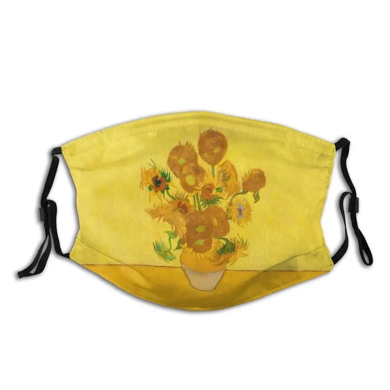 

Van Gogh Sunflowers Breathable Unisex Face Mask Sun Flowers Anti Dust Haze Protection Respirator Mouth-Muffle Mask with Filters