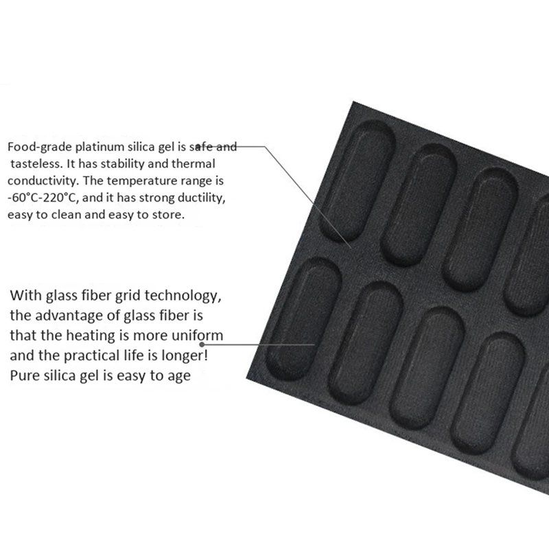 2 Pcs Baguette Silicone Mould,Oval Bread Mold with 12 Cavity,Form Glass Fiber Non Stick Bakeware,Pastry Baking Tools 
2 Pcs Baguette Silicone Mould,Oval Bread Mold with 12 Cavity,Form Glass Fiber Non Stick Bakeware,Pastry Baking Tools