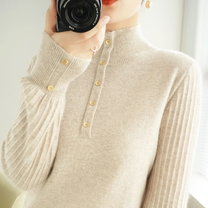 European and American trend half high neck cashmere wool sweater ladies knit solid color long sleeve fashion all-match pullover
European and American trend half high neck cashmere wool sweater ladies knit solid color long sleeve fashion all-match pullover