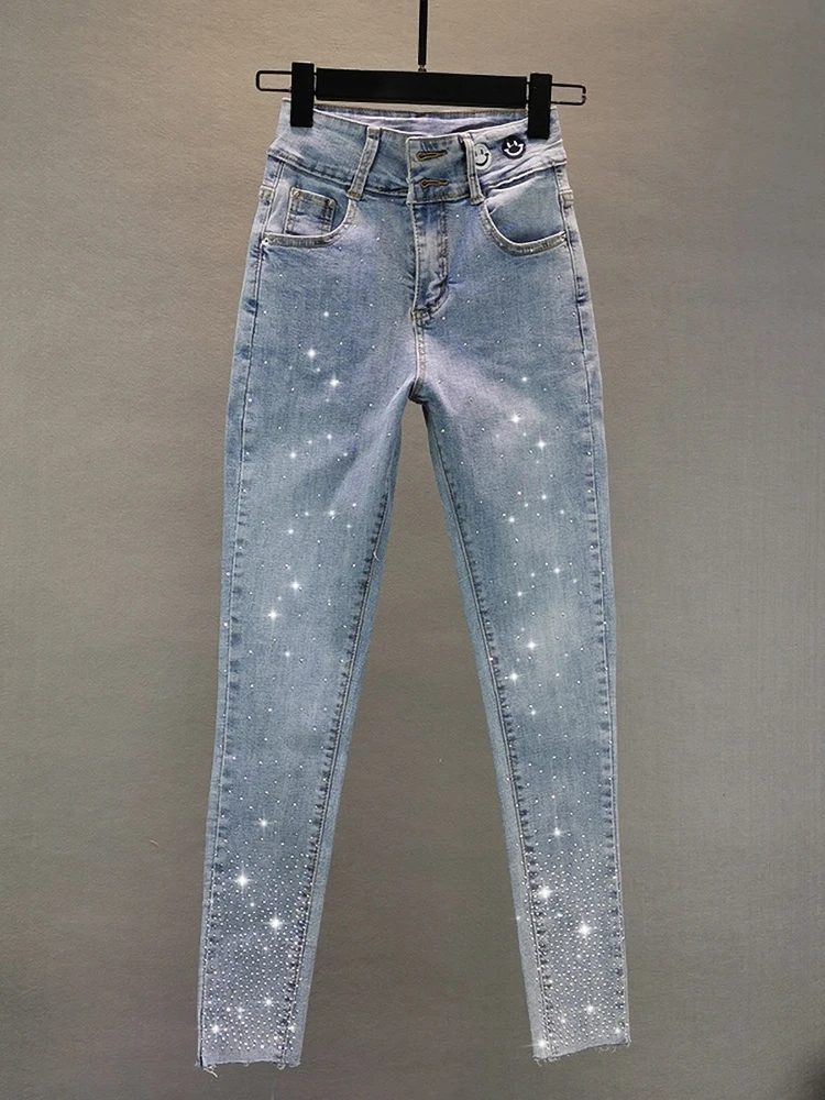Jeans for Women 2021 Spring New Fashion Stretch Slim Fit Slimming Heavy Work Rhinestone All-Match Pencil Pants Women Denim
Jeans for Women 2021 Spring New Fashion Stretch Slim Fit Slimming Heavy Work Rhinestone All-Match Pencil Pants Women Denim