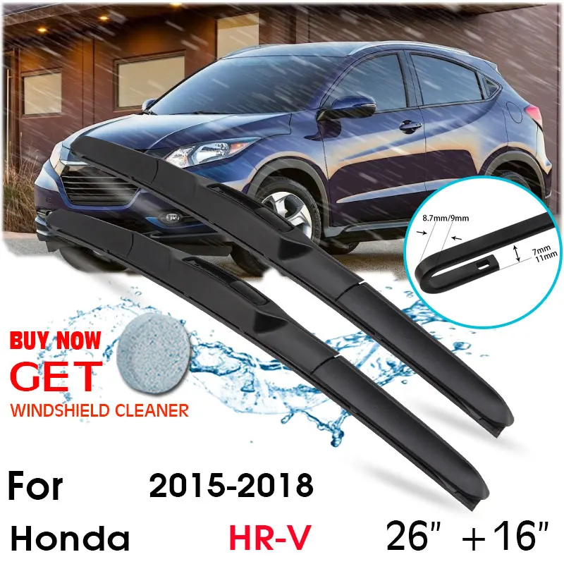 

Car Wiper Blade Front Window Windshield Rubber Silicon Refill Wipers For Honda HR-V 2015-2018 LHDRHD 26"+16" Car Accessories