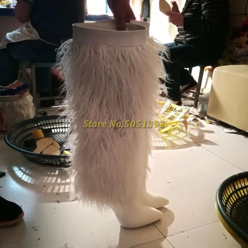 Feather White Winter Boots Sexy Pointed Toe Thin High Heel Over The Knee White Leather Hairy Runway Dress Long Boots Custom Made
Feather White Winter Boots Sexy Pointed Toe Thin High Heel Over The Knee White Leather Hairy Runway Dress Long Boots Custom Made