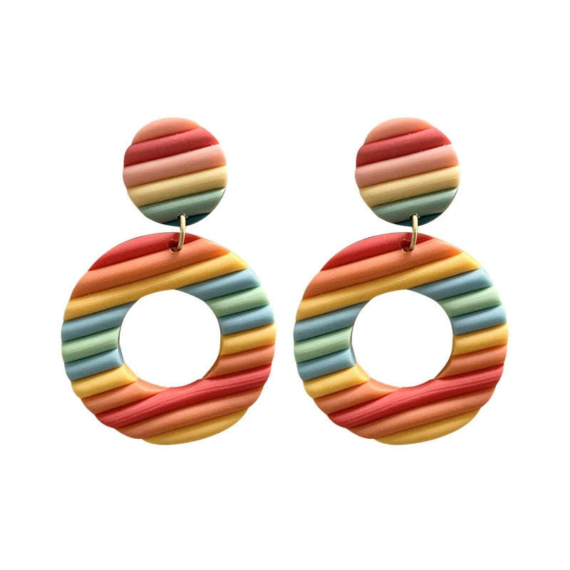 Blucome New Design Fashion Handmade Polymer Clay Earrings Round Shape Rainbow Color Artistic Trendy Earrings for Women Jewelry
Blucome New Design Fashion Handmade Polymer Clay Earrings Round Shape Rainbow Color Artistic Trendy Earrings for Women Jewelry