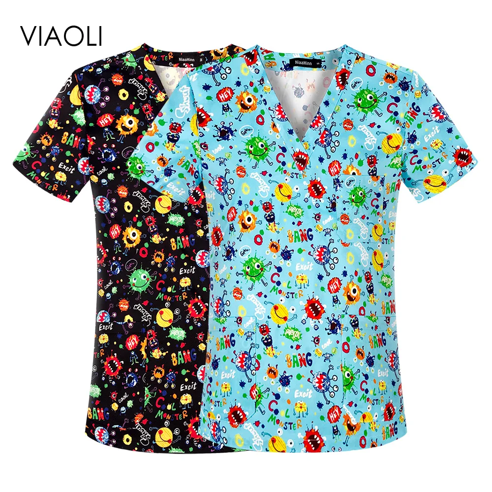 V-neck Cotton Summer Female Slim Tops Cute Cartoon Print Nurse Tops Scrubs Women Tshirts High Quality Pet Clinic Doctor Workwear
V-neck Cotton Summer Female Slim Tops Cute Cartoon Print Nurse Tops Scrubs Women Tshirts High Quality Pet Clinic Doctor Workwear