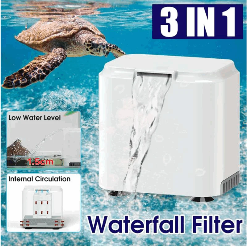

3 in 1 Water Filter for Aquarium Fish Tank Filter Mini Turtle Tank Low Water Level Internal Circulation Waterfall Filter Pump