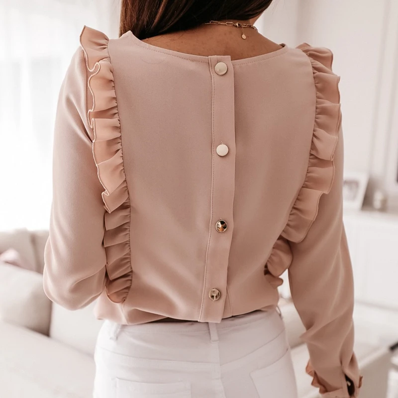 Women Blouse Ruffle Long Sleeve O-neck Tunic Blouse Holiday Plain Shirts Fashion Blusas Mujer De Moda 2021 Plus Size Blouse
Women Blouse Ruffle Long Sleeve O-neck Tunic Blouse Holiday Plain Shirts Fashion Blusas Mujer De Moda 2021 Plus Size Blouse