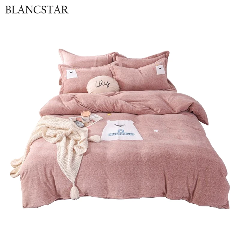 Blancstar Комплект постельного белья s 2019 молочный бархат 3D вышивка постельное белье