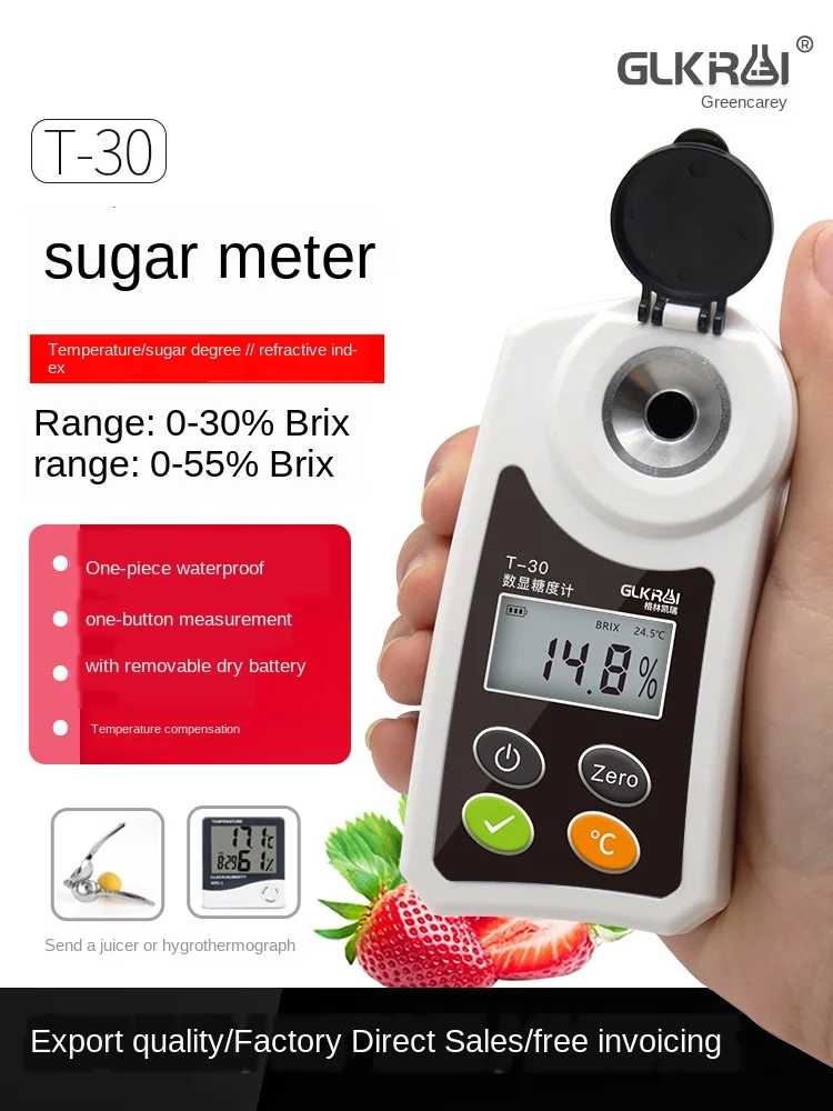 

Portable Fruit Brix Meter Sweetness Tester High-precision Sugar Tester Sugar Detection Instrument Digital Display Refractometer